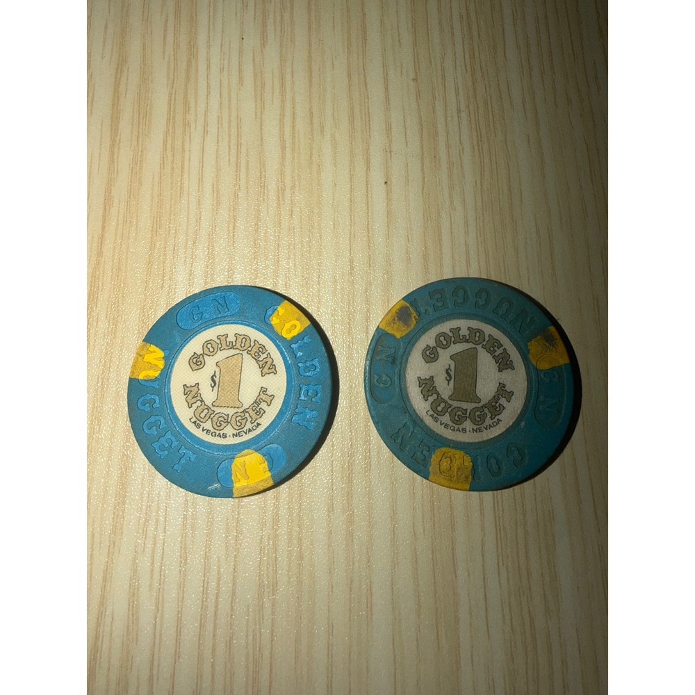 2 Vintage 1985 Golden Nugget Las Vegas $1 Casino Chips House Mold